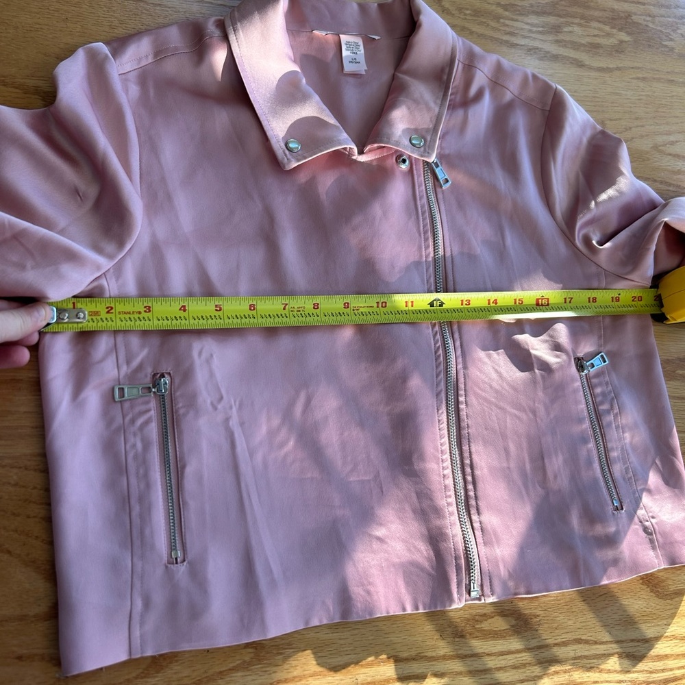 Victoria’s Secret Satin Moto Jacket Pink Size Large Cropped - Picture 8 of 11